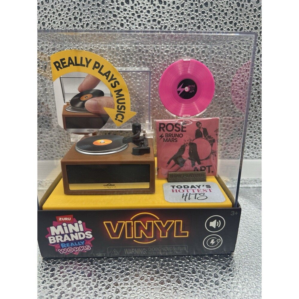 Zuru Mini Brands Vinyl Toy Record Player Set Really Works Rose & Bruno APT